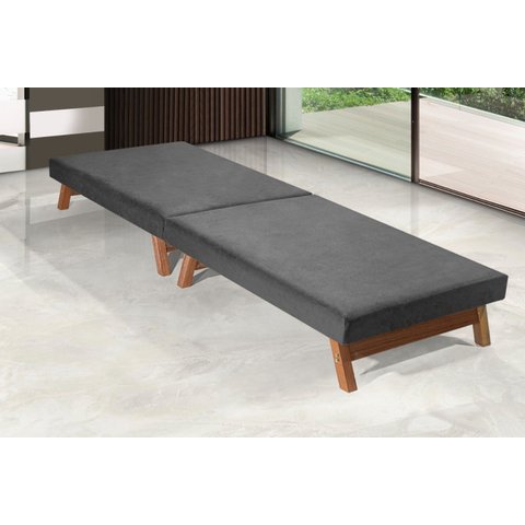 Cama Solteiro Dobrável com Colchão Embutido MDF 90x190cm Cinza