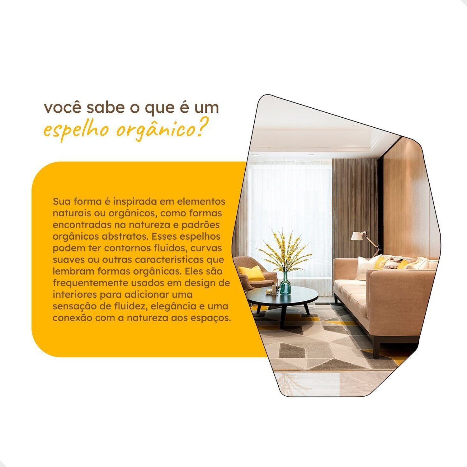 Espelho Grande Decorativo Orgânico Pinterest 60x80 Moai - 9