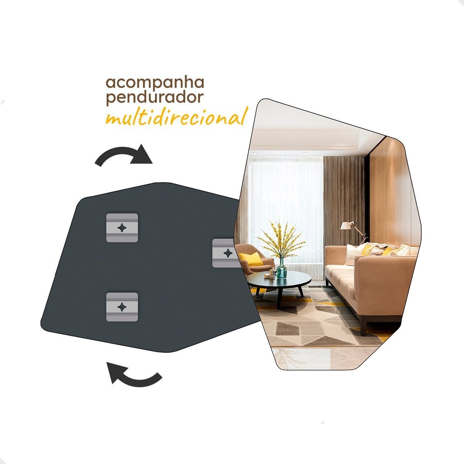 Espelho Grande Decorativo Orgânico Pinterest 60x80 Moai - 8