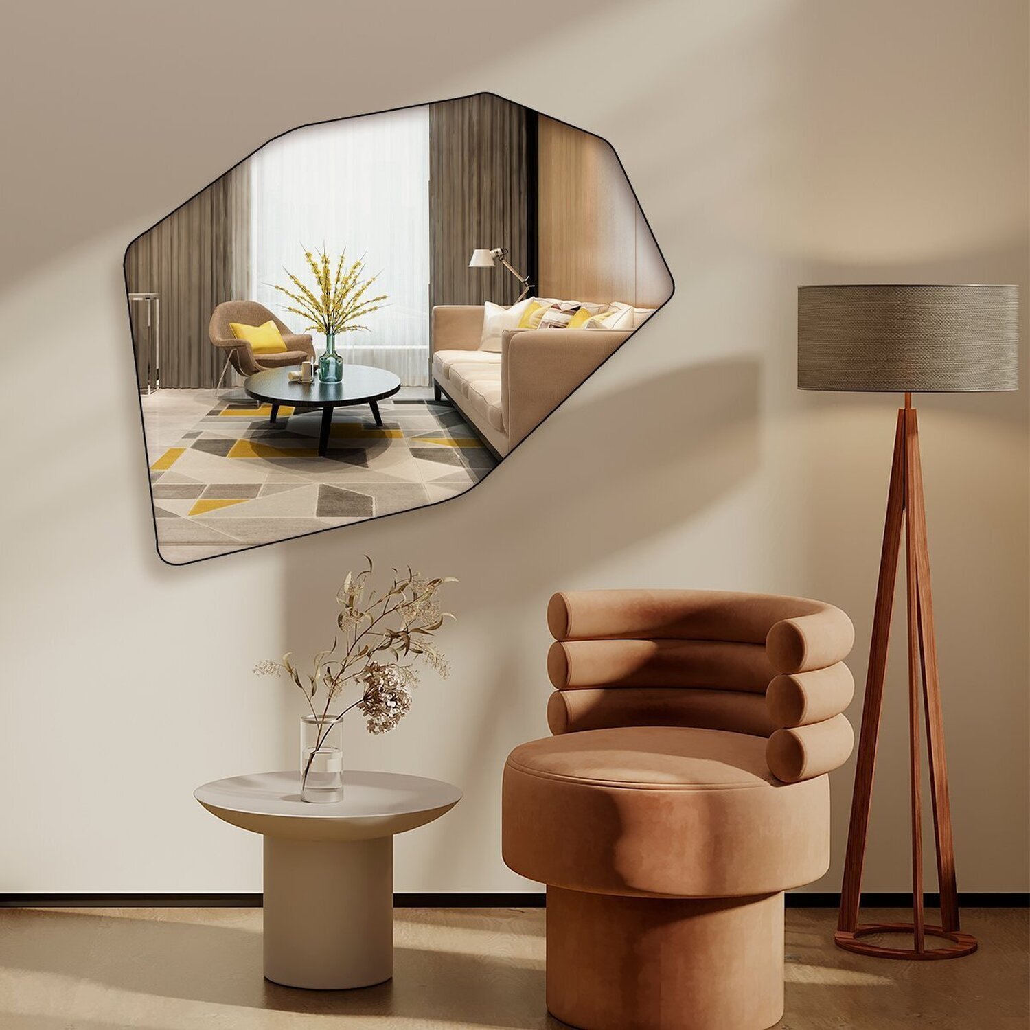 Espelho Grande Decorativo Orgânico Pinterest 60x80 Moai - 3