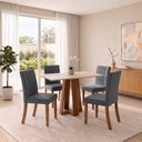 Ver imagem 1 de Conjunto Sala de Jantar Mesa Lisa 120cm Tampo MDF Canto Reto 4 Cadeiras Lily