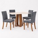 Ver imagem 3 de Conjunto Sala de Jantar Mesa Lisa 120cm Tampo MDF Canto Reto 4 Cadeiras Lily