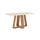 Ver imagem 3 de Sala de Jantar Hebe Mesa 160 cm Canto Reto 6 Cadeiras Espresso Móveis Off White/Nature/Marrom Amêndoa