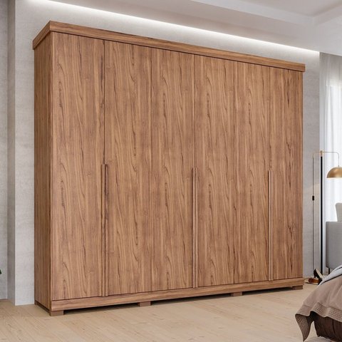 Guarda-Roupa Casal 267cm 6 Portas com Pés 100% MDF Linhares Espresso Móveis Marrom/Cinamomo