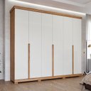 Ver imagem 1 de Guarda-Roupa Casal 267cm 6 Portas com Pés 100% MDF Linhares Espresso Móveis Off White/Cinamomo