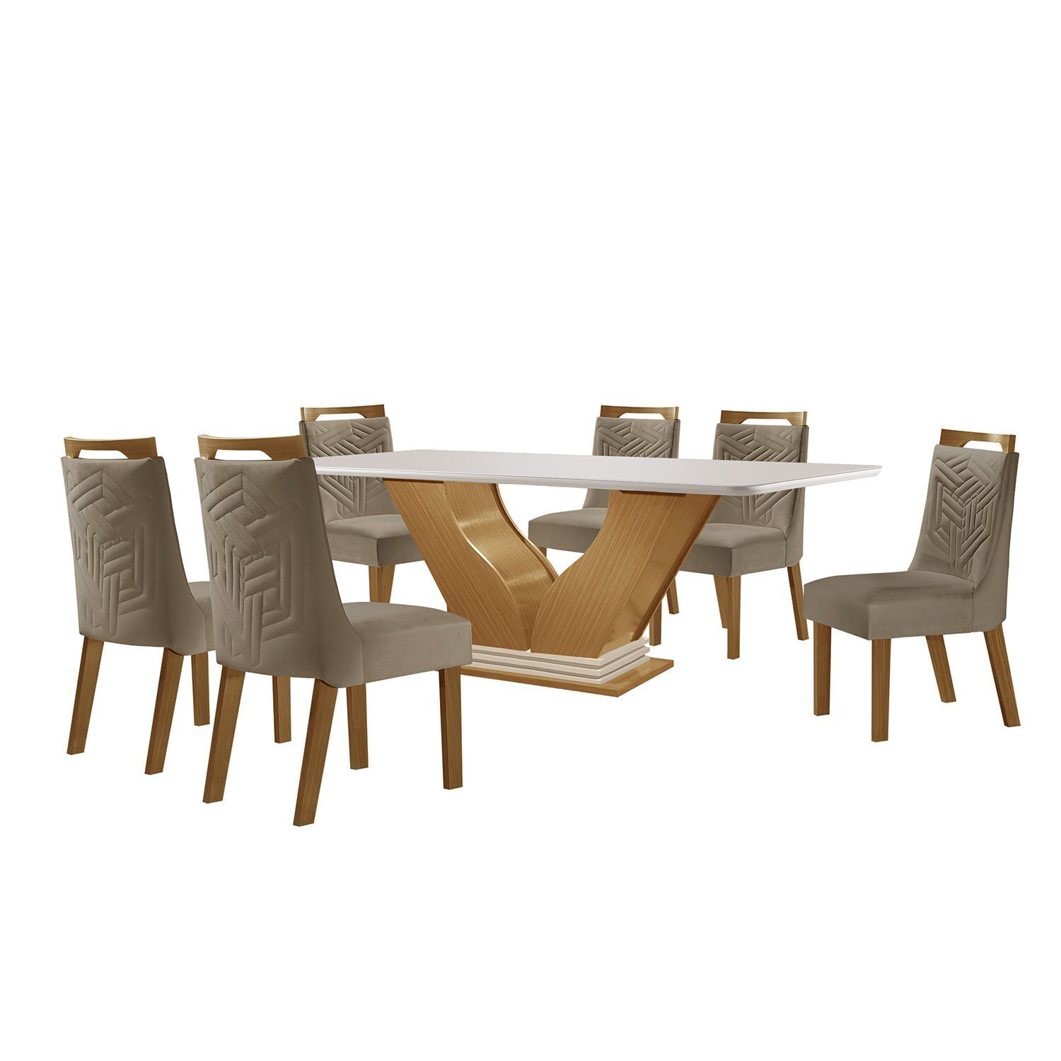 Conjunto Sala de Jantar Mesa Tampo Vidro/mdf Safira com 6 Cadeiras Kioto Espresso Móveis - 2