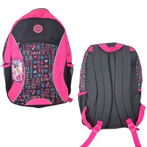 Mochila Escolar Infanto Juvenil Cg6298 2 Zíperes Preto e Rosa