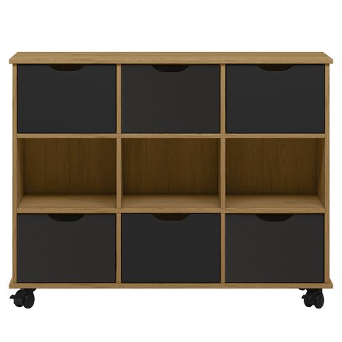 Nicho Organizador 6 Gavetas com Rodízios Freijó/preto - Qmovi