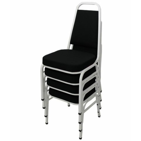 Kit com 4 Cadeiras Empilháveis Linha Hotel Plus Preto