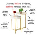 Ver imagem 3 de Mesa de Canto Moderna Sala Estar Pé de Ferro Dourada:tampos Brancos Ferragens Dourada