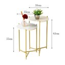 Ver imagem 4 de Mesa de Canto Moderna Sala Estar Pé de Ferro Dourada:tampos Brancos Ferragens Dourada