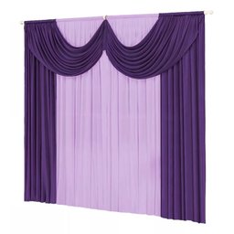 Cortina Paris 2,00 X 1,60 com Bando Sala Quarto Malha Gel Varão Simples:roxo e Lilás - 1