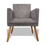 Poltrona Decorativa Nina Recepção Sala de Estar Suede Pés Palitos Prata Ec Móveis - 1