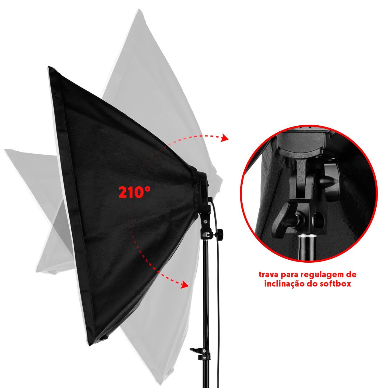 Kit Softbox Soquete E-27 Quadruplo Embutido Tripé 2M T-Photo U UNICA UNICA - 7