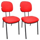 Ver imagem 1 de Kit 2 Cadeiras Secretaria Fixa Pé Palito Estofada Tecido Jserrano Vermelho para Escritório