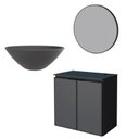 Ver imagem 1 de Conjunto Banheiro Aço Gabinete Umbu 60 Com Cuba Cuia Preta Espelho Luna Cozimax Preto