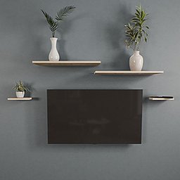 Rack Suspenso para sala ou quarto c/ madeira maciça 4 peças - 2