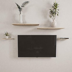 Rack Suspenso para sala ou quarto c/ madeira maciça 4 peças