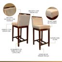 Ver imagem 4 de Kit 4 Banquetas Média para Bancada Ilha Líbia Madeira Capuccino Suede Bege Ccs