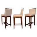 Ver imagem 2 de Kit 4 Banquetas Média para Bancada Ilha Líbia Madeira Capuccino Suede Bege Ccs
