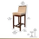 Ver imagem 3 de Kit 4 Banquetas Média para Bancada Ilha Líbia Madeira Capuccino Suede Bege Ccs