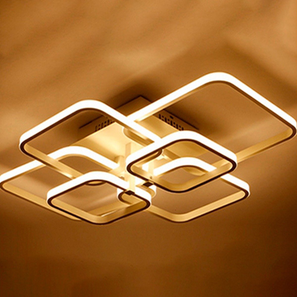 Lustre De Led Luminária Moderno 70w Dourado Com Controle - 2