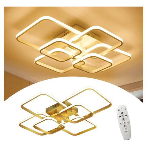 Lustre de Led Luminária Moderno 70w Dourado com Controle Brinovar