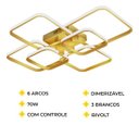 Ver imagem 5 de Lustre de Led Luminária Moderno 70w Dourado com Controle Brinovar