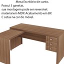 Ver imagem 3 de Mesa para Escritório Home Office ME4106 MDP Amendoa - Gran Belo