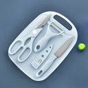 Ver imagem 5 de Kit Utensílios Cozinha 4 Peças: Faca, Tábua, Tesoura e Descascador:verde