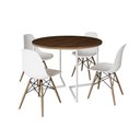 Ver imagem 6 de Mesa Jantar Industrial Redonda 110Cm Amêndoa Base V Ferro Branco C/4 Cadeiras Branca Base Ma