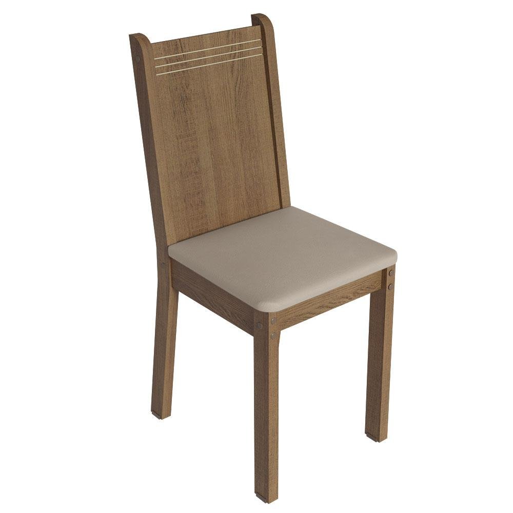 Conjunto Sala de Jantar Mesa Tampo de Vidro 4 Cadeiras Rustic/sintético Bege Kiara Madesa - 7