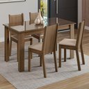 Ver imagem 1 de Conjunto Sala de Jantar Mesa Tampo de Vidro 4 Cadeiras Kiara Madesa