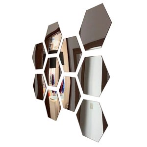 Kit com 10 Espelhos Decorativos Adesivos em Formato de Hexágono. Versatilidade para a Sua Decoração