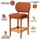 Ver imagem 3 de Banqueta Baixa Bar Cozinha Sala Jantar Fixa Betta L02 Imbuia Tecido Terracota - Lyam Decor Banqueta