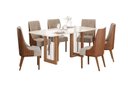 Ver imagem 1 de Mesa Jantar Yara 180 6 Cadeiras Ivy Caramelo Creme - Henn