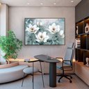 Ver imagem 3 de Quadro Decorativo Flores Brancas Fundo Azul