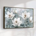Ver imagem 1 de Quadro Decorativo Flores Brancas Fundo Azul