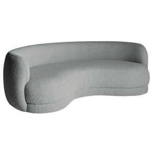 Sofá Curvo 3 Lugares Sala de Estar Recepção Noruega 200cm Bouclé - Amarena Móveis Sala de Estar,hall