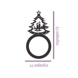 Porta Guardanapo Árvore de Natal Kit com 4 Peças 4,5cmx8,5cm - Cria Arte Laser Preto - 2