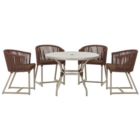 Mesa com 4 Cadeiras e Noronha Estofado 9 Trama Original Marrom
