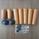 Ver imagem 4 de Kit 10 Pés de Cama Box Casal com 6 Pés Palitos Fixos 4 Rodízios Dimader Madeira