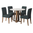 Ver imagem 1 de Conjunto de Mesa Sala de Jantar Athenas Redonda 1,03m 4 Cadeiras Trieste Cedro/off White/chumbo