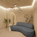 Ver imagem 2 de Sofá Curvo 2 Lugares Orgânico Escritório Recepção Sala Amsterdã 130cm Linho - Doce Sonho Móveis