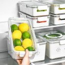 Ver imagem 6 de Cesto Organizador para Geladeira com Tampa - Empilhável e Versátil