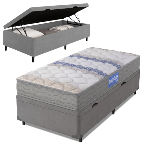 Cama Box Baú Colchão Solteiro Espuma D33 Guarda Costas Sleep 88x188x55cm Probel - Suporta até