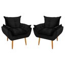 Ver imagem 1 de Kit 2 Poltronas Decorativa Opala Veludo Preto
