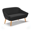 Ver imagem 3 de Kit 01 Namoradeira 02 Lugares e 02 Poltronas Giratória Giovana Suede Preto Base Madeira MA30 - D'