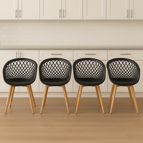 Kit 4 Cadeiras Polipropileno Web Wood La Mobilia: Design Moderno para Sala, Varanda e Gourmet
