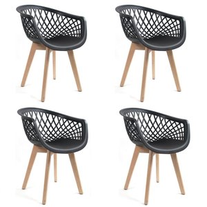 Kit 4 Cadeiras Web Wood Preto